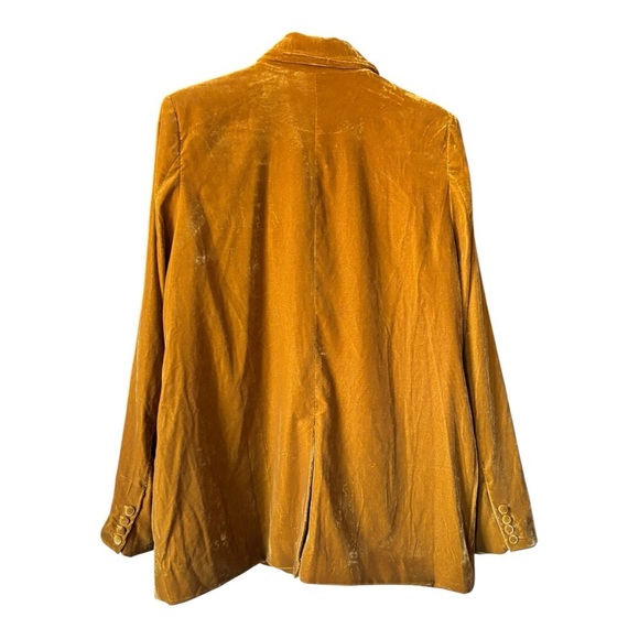 STAUD Madden Velvet Blazer In Ocher Size L - Picture 6 of 13